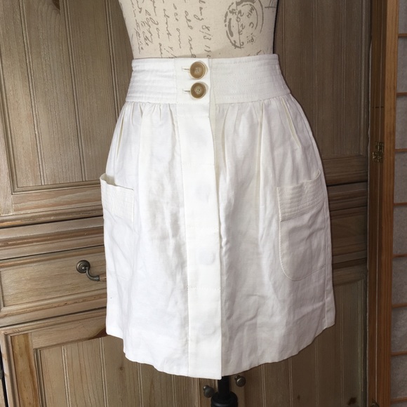 J. Crew Dresses & Skirts - J. Crew Ivory Linen Button Down Skirt Sz 00